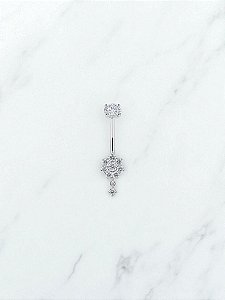 Umbigo Flor Zircônias com Pingente Titânio