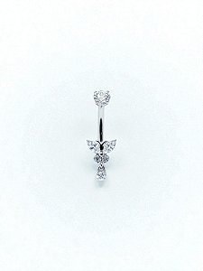 Umbigo Borboleta Zircônias com Pingente Titânio