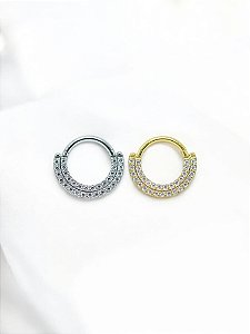 Argola Frontal Dupla Cravejada Zircônias Titânio