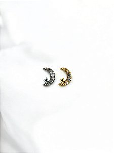 Labret Lua Cravejada C/ Mini Estrela Titânio