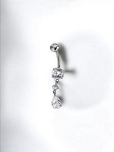 Umbigo com Pingente Gota Zircônias Titânio