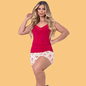 Short Doll Bianca - Vermelho e Branco - Cachorrinho