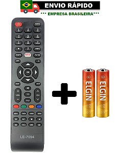 CONTROLE REMOTO COMPATÍVEL COM TV PHILCO COM NETFLIX/SMART/YOUTUBE LE-7094