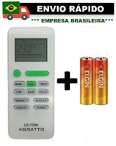 CONTROLE REMOTO COMPATIVEL COM AR CONDICIONADO AGRATTO LE-7289
