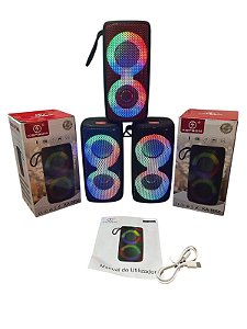 CAIXA DE SOM PORTÁTIL BLUETOOTH COM LED RGB KA-8052