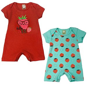 Kit Macacão Bebê Menina Moranguinho