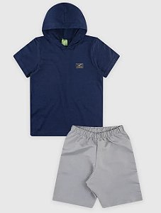 Conjunto Camiseta Com Capuz/Bermuda Masculino