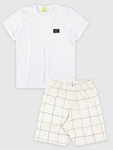 Conjunto Camiseta/Bermuda Masculino Branco