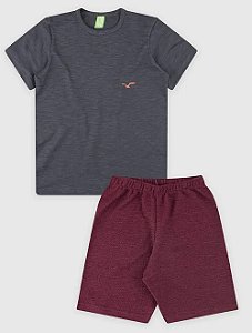 Conjunto Camiseta/Bermuda Masculino  Bordô