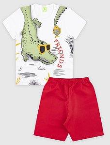 Conjunto Camiseta/Bermuda Masculino Jacaré