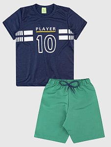 Conjunto Camiseta/Bermuda Masculino Azul 10