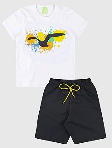 Conjunto Camiseta/Bermuda Masculino Amarela