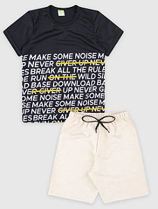 Conjunto Infantil Camiseta/Bermuda Masculino Offwhite