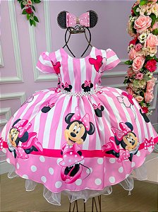 Vestido Infantil Temáticos da Gigi Minnie/Minie Rosa