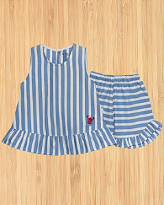 Conjunto Listrado Lagosta - Blusa e Shorts Infantil