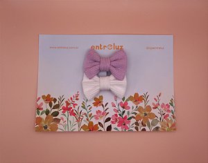 Kit de Laços Baby Girly Sweet branco e lilás - Bico de Pato 4cm