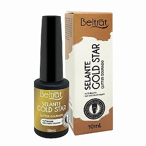 Top Coat Selante de Unhas Beltrat Gold Star Glitter Dourado