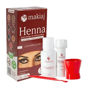 Henna Para Design de Sobrancelhas Com Dappen + Pazinha Medidora - Makiaj