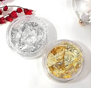 Folhas Ouro Encapsulamento Decoração Unha Prata E Dourado