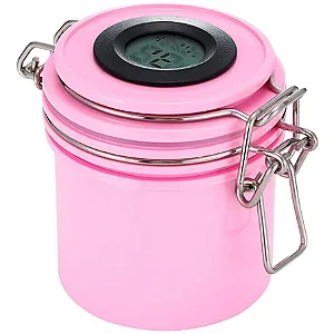 Pote Hermético Rosa Com Higrômetro