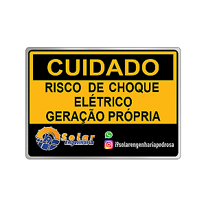 Placa 25x18 Alumínio Risco de Choque Personalizada