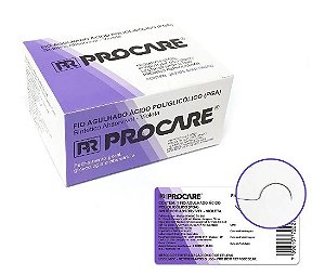 Fio de Sutura Sintético Absorvível PGA 2-0 40mm Com Agulha 1/2 C/ 24 Unidades - Procare