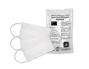 Máscara Cirúrgica Tripla Descartável Pacote C/ 50 Un - Descarpack
