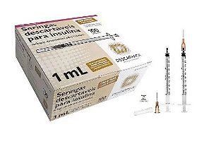 Seringa de Insulina 1ml C/ Agulha Fixa 13 x 0,45mm Bico Slip C/ 100 Unidades - Descarpack
