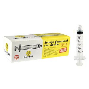 Seringa de 10ml Bico Luer Lock Sem Agulha C/ 100 Unidades - Descarpack