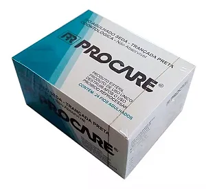 Fio de Sutura Seda Trançada Preta 3-0 17mm Com Agulha 1/2 - C/ 24 Unidades - Procare