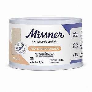 Fita Micropore 2,5cm x 4,5m Bege - Missner