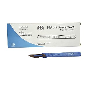 Bisturi Descartável de Aço Inoxidável Nº22 C/ 10 Unidades - Wiltex
