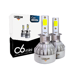 Kit 2 Lâmpada LED C6 mini H3 30w 27.000lm 12v 8000k