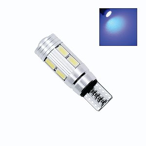 Lâmpada LED T10 Lupa 10 Led Canbus 12v Azul