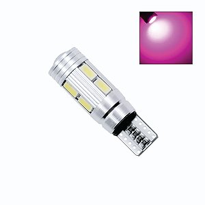 Lâmpada LED T10 Lupa 10 Led Canbus 12v Rosa