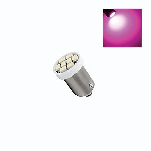 Lâmpada LED BA9s 8 Led SMD 12v Rosa