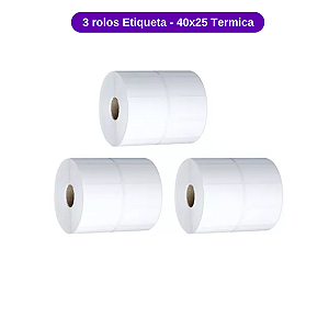 3 Rolos Etiqueta 40x25 - Coluna Dupla - Térmica