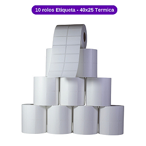 10 Rolos Etiqueta 40x25 Coluna Dupla - Térmica