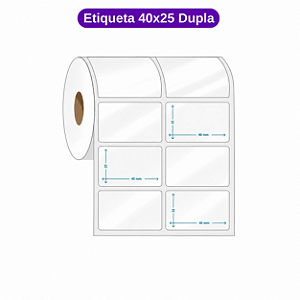 Rolo Etiqueta 40x25 Coluna Dupla - Couchê