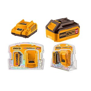 CARREGADOR DE BATERIA 20V INGCO C/ BATERIA 4.0AH KIT