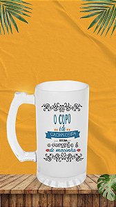 COPO DE CHOPP VIDRO JATEADO FOSCO - 475ML O copo é de cachaceira mas o coração é de mocinha