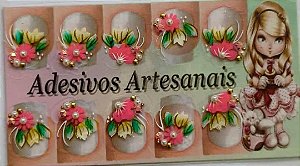 Adesivos artesanais com pedrarias  Kit com 6 cartelas
