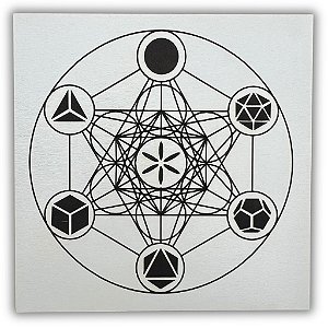 Gráfico Radiestesia MDF 3mm 20x20cm - 064 - Metatron com Sólidos - BRANCO