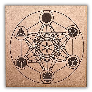 Gráfico Radiestesia MDF 3mm 20x20cm - 064 - Metatron com Sólidos - CRU