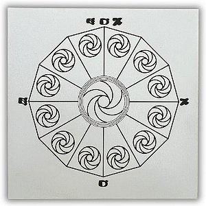 Gráfico Radiestesia MDF 3mm 20x20cm - 067 - Decágono com Diafragma - BRANCO