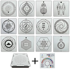 Kit 12 Gráficos 20x20 em MDF BRANCO 3mm + Caixa e Relógio (Grupo 2)