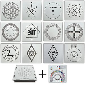 Kit 12 Gráficos 20x20 em MDF BRANCO 3mm + Caixa e Relógio (Grupo 3)