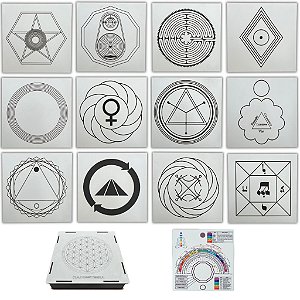 Kit 12 Gráficos 20x20 em MDF BRANCO 3mm + Caixa e Relógio (Grupo 4)