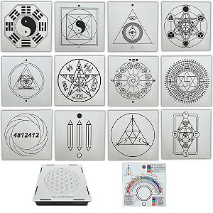 Kit 12 Gráficos 20x20 em MDF BRANCO 3mm + Caixa e Relógio (Grupo 6)