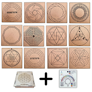 Kit 12 Gráficos 20x20 em MDF CRU 3mm + Caixa e Relógio (Grupo 1)